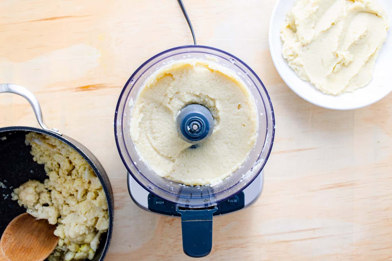 cauliflower pureed in the food processor