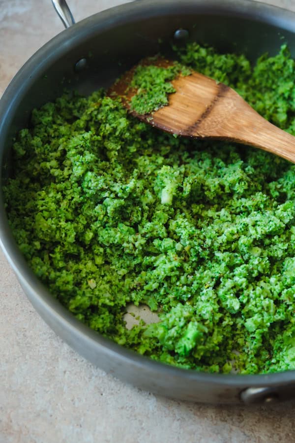 cooking the broccoli rice