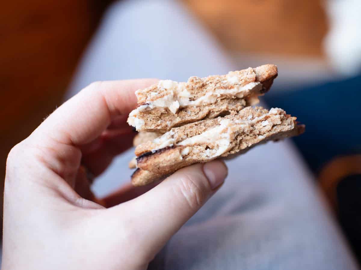 maple cream filling sandwiched between maple cookies