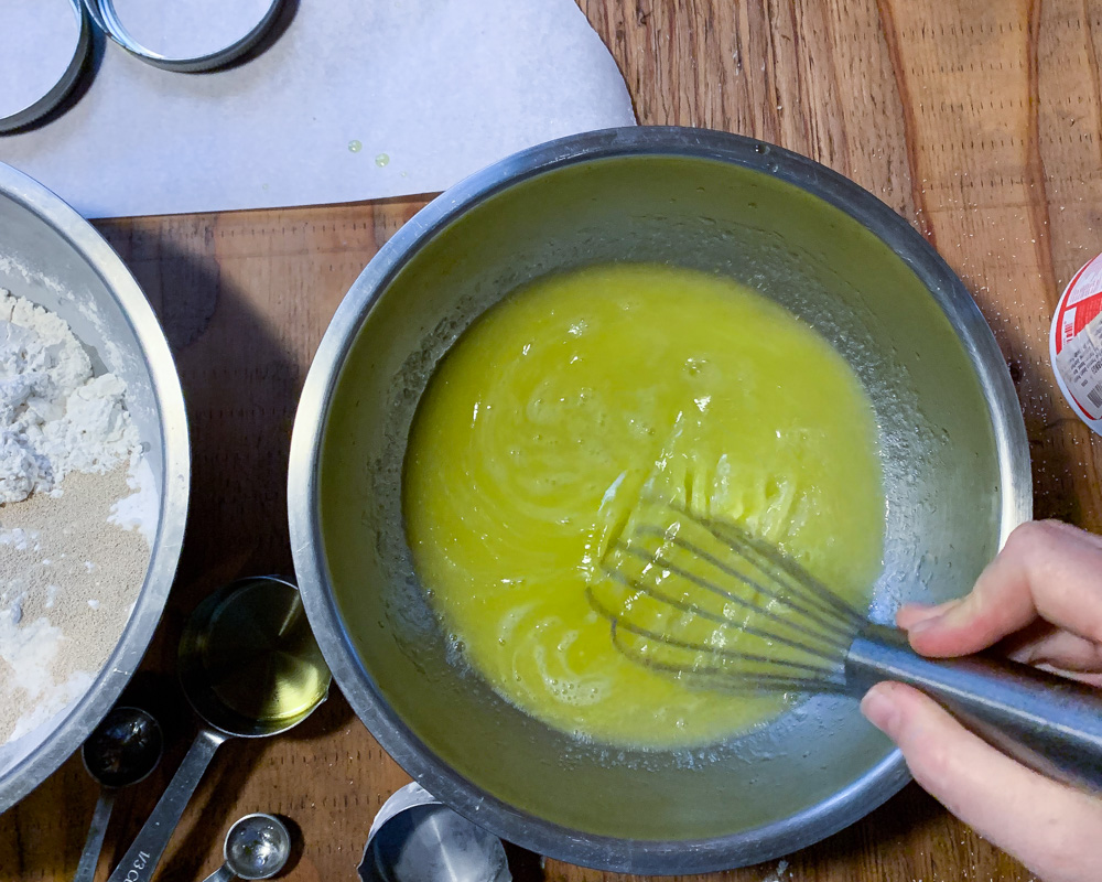 wet ingredient mixture in bowl