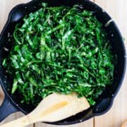 kale sautéed in skillet