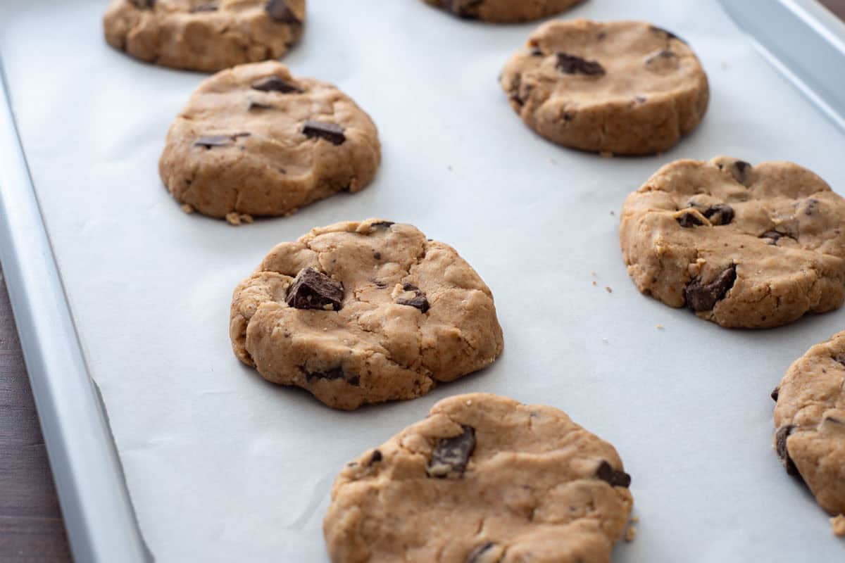 AIP Chocolate Chip Cookie Dough Shaped on Baking Tray