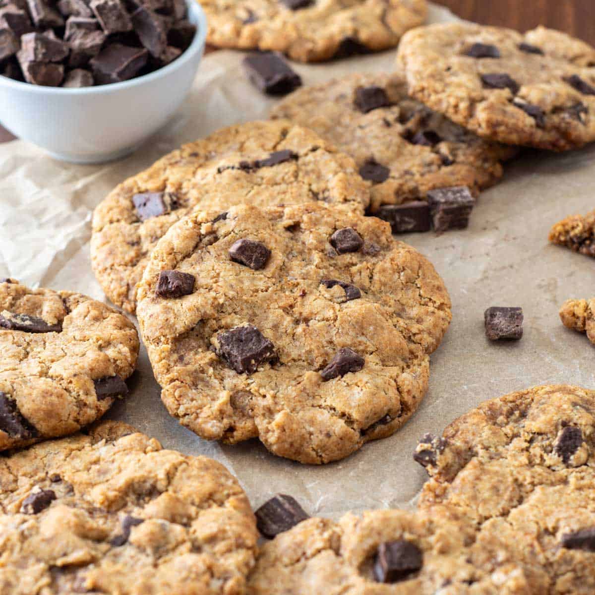 paleo AIP chocolate chip cookies with homemade carob chips