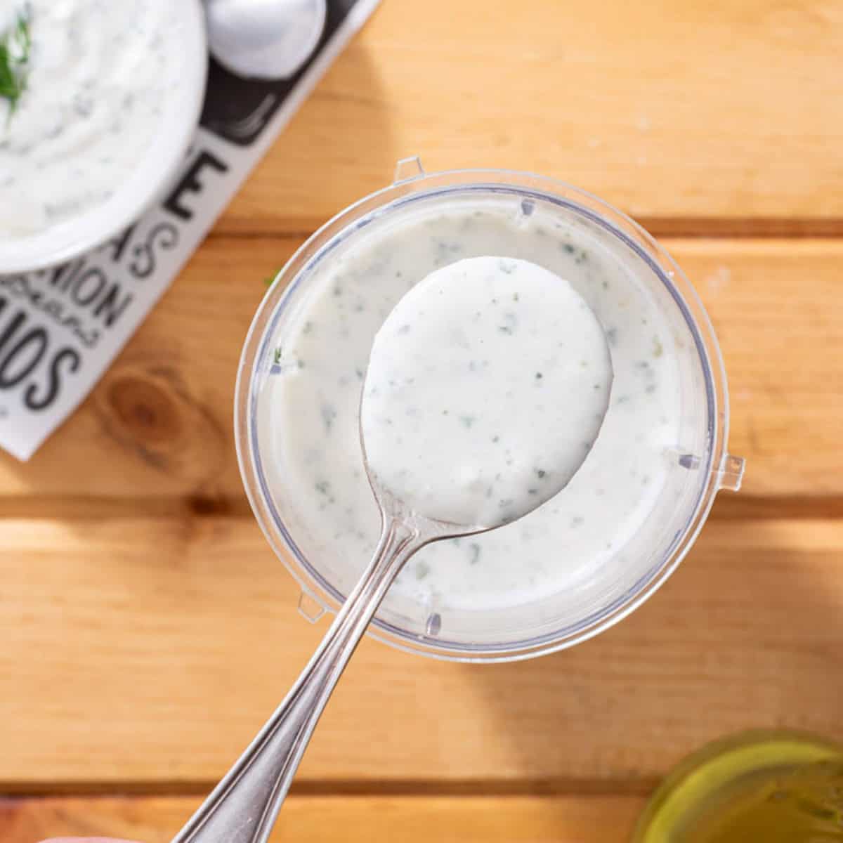 Dairy Free Ranch Dressing on spoon