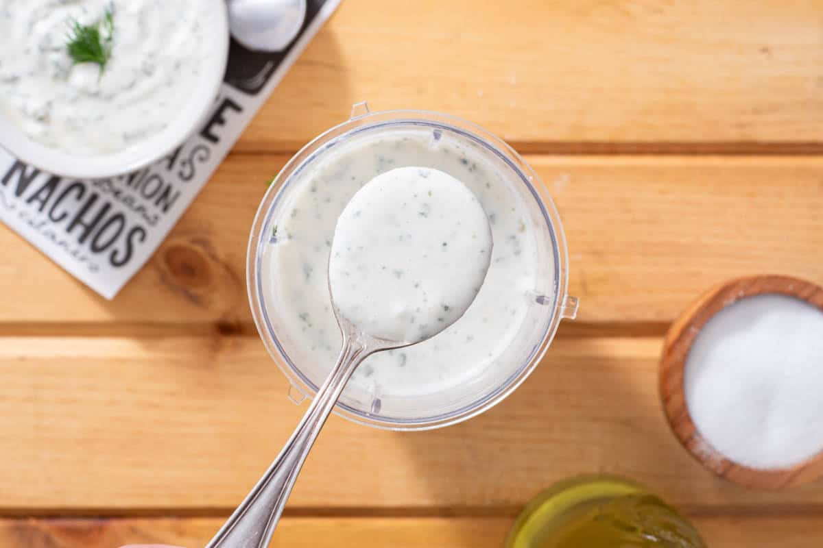 AIP ranch dip in jar made with coconut milk and fresh herbs