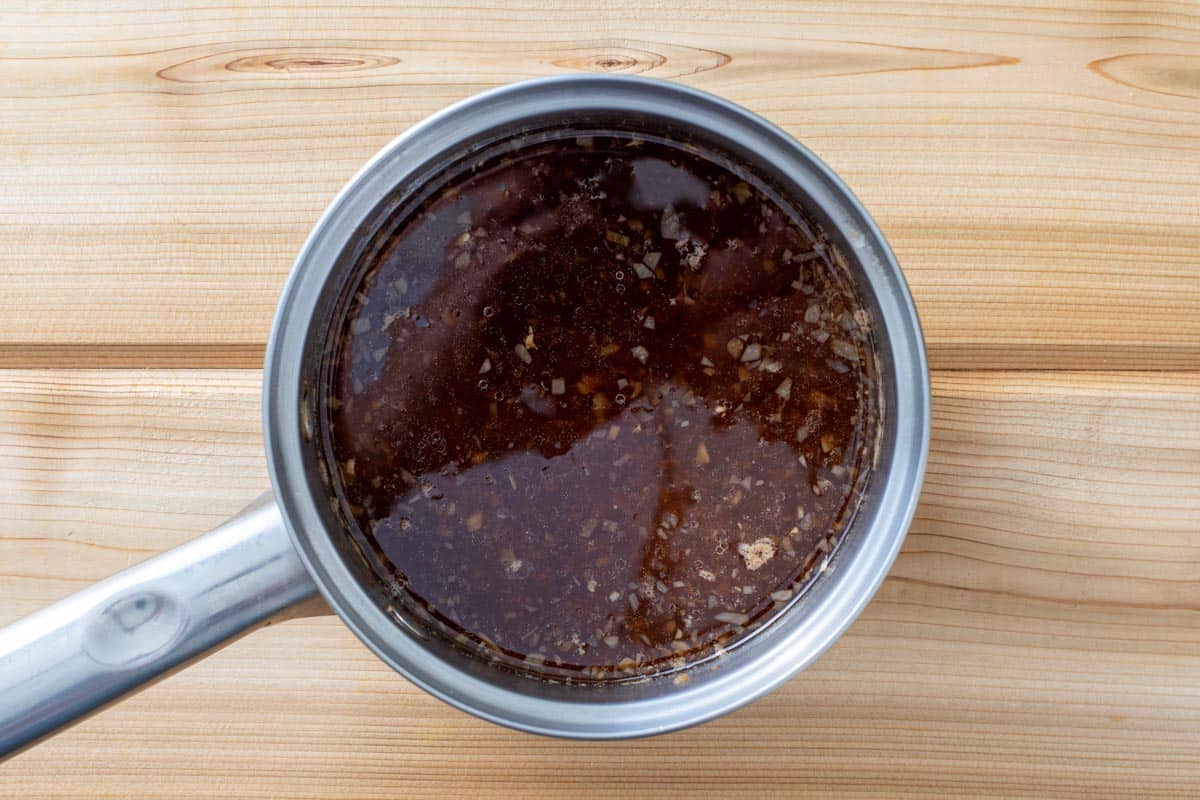 sweet and sour glaze in pot