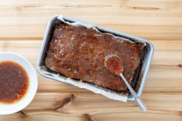 baked meatloaf with sweet and sour glaze on top