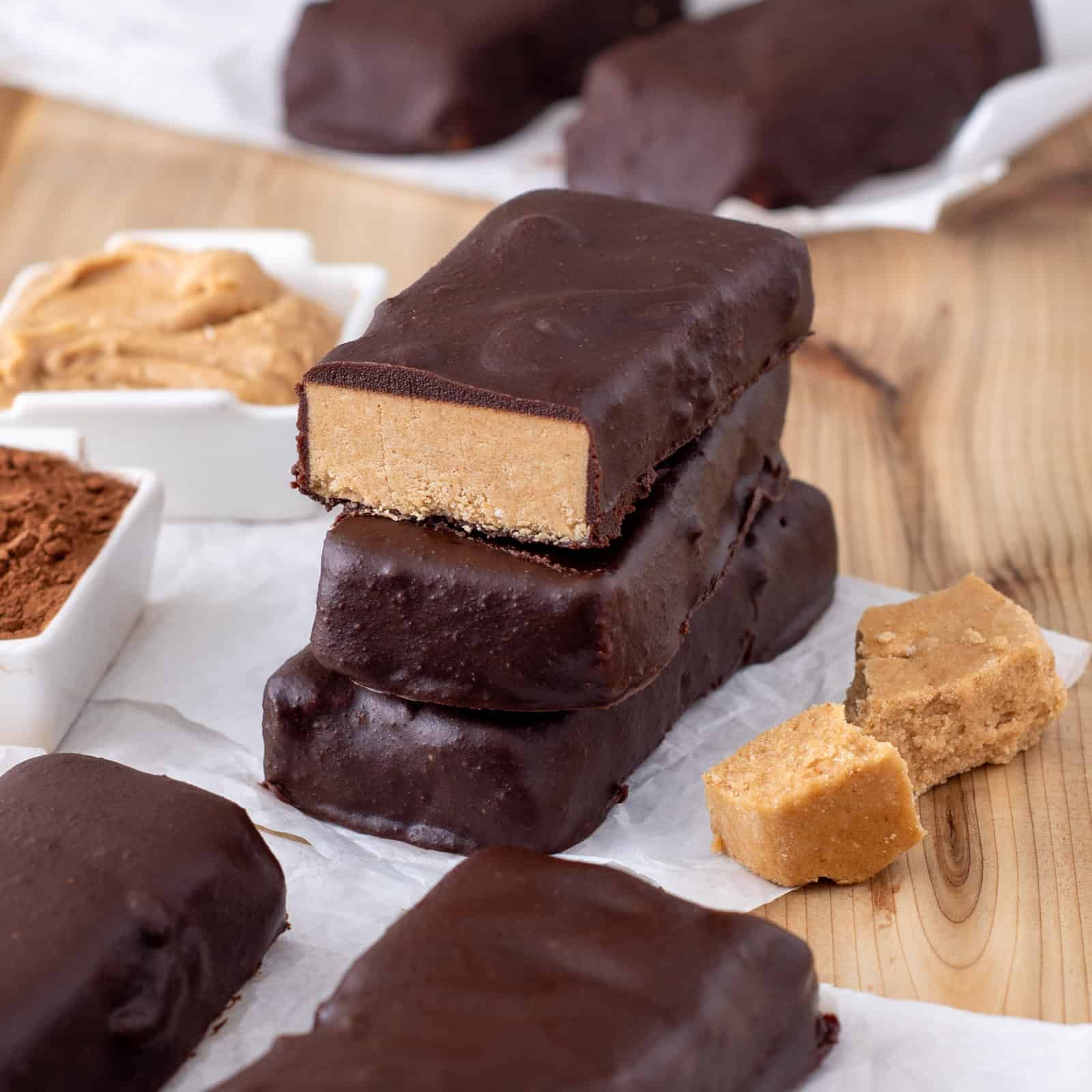protein bar cut open with tigernut butter filling