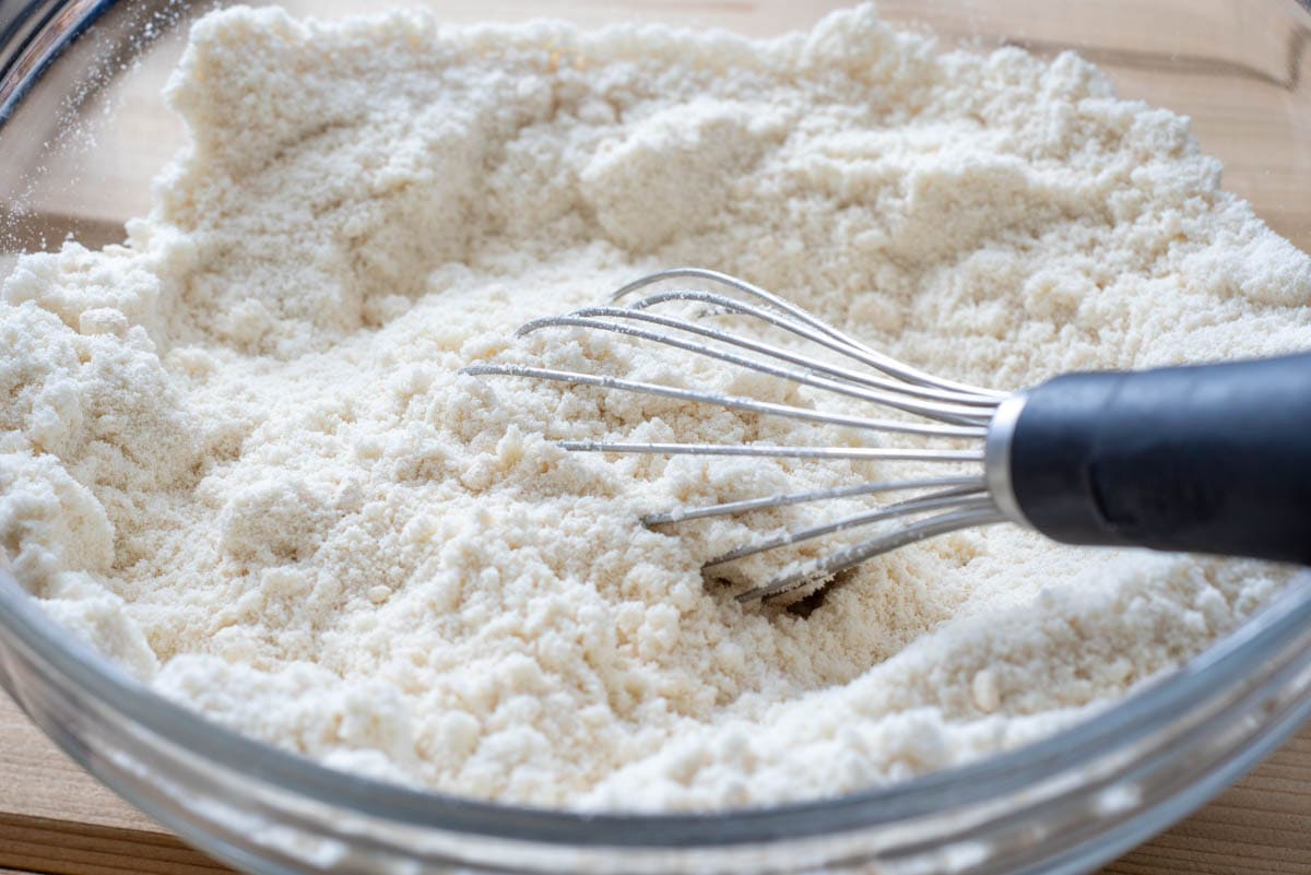 protein powder mixed in bowl with coconut flour