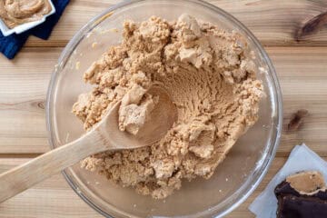 dry and wet ingredient mixture combined in bowl to form a paste