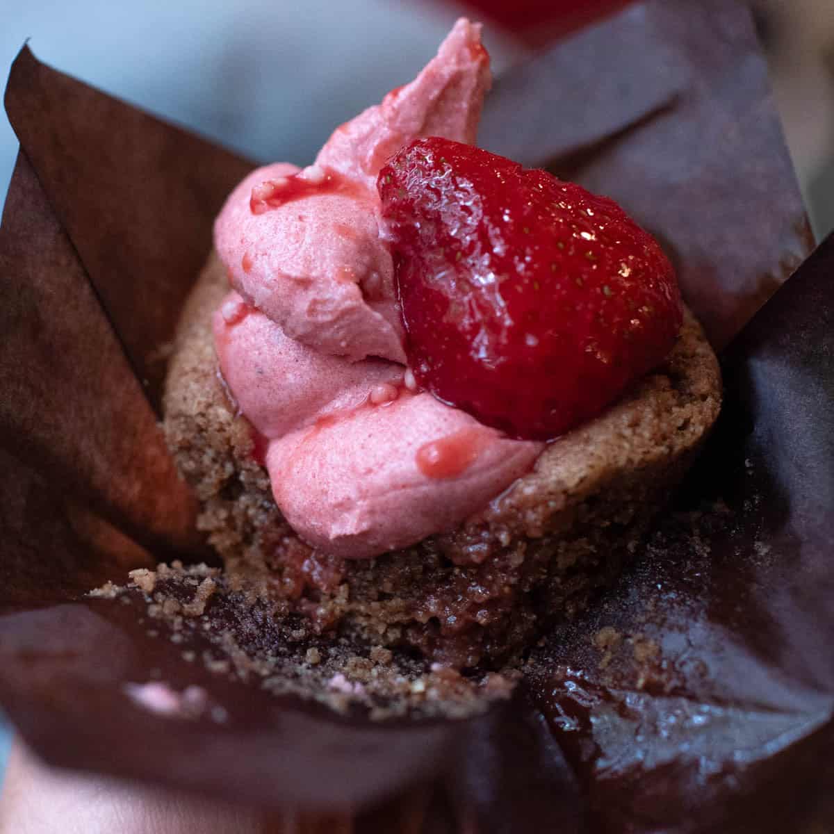 AIP strawberry cupcake with fresh strawberries
