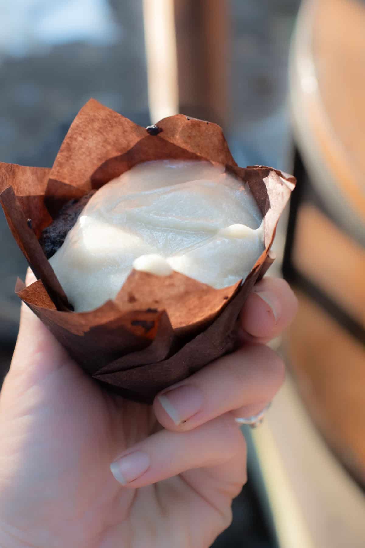 AIP chocolate cupcake with vanilla frosting